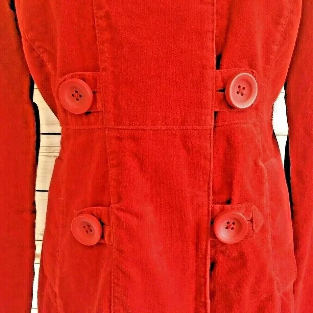 MOSSIMO Women Front Button 100% Cotton Collar Corduroy Red Coat Jacket Sz Medium - Picture 2 of 12